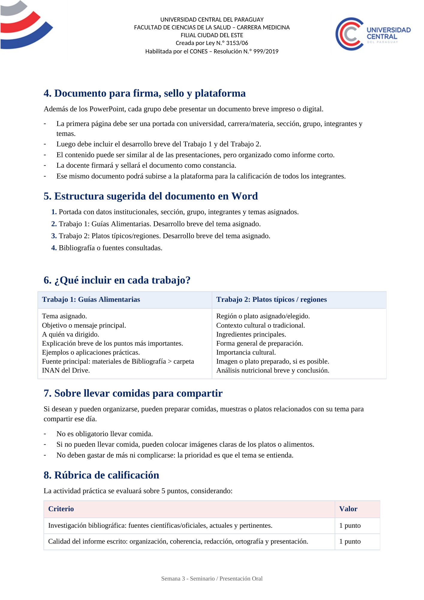 Página 2 de las instrucciones para la presentación oral