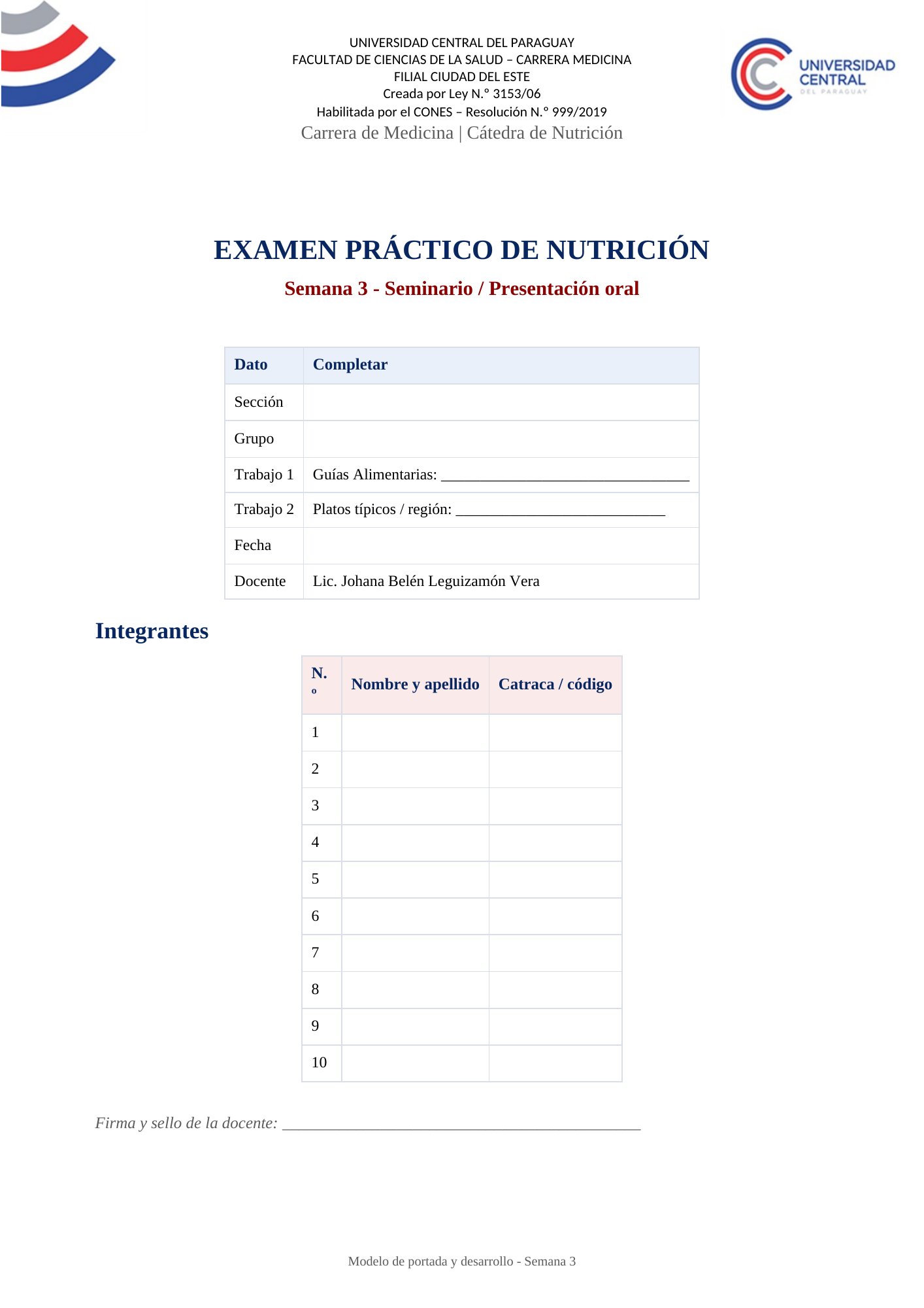 Ejemplo de la primera página
